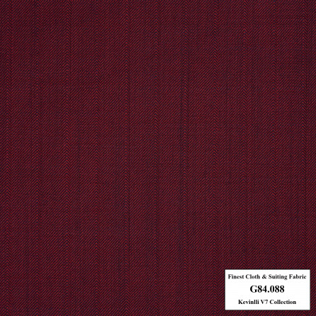 G84.088 Kevinlli V7 - Vải Suit 80% Wool - Đỏ sọc chìm